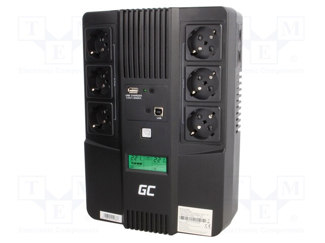 Power supply: UPS; 270x190x92mm; 480W; 800kVA; 4.9kg; 9mAh; 50÷60Hz