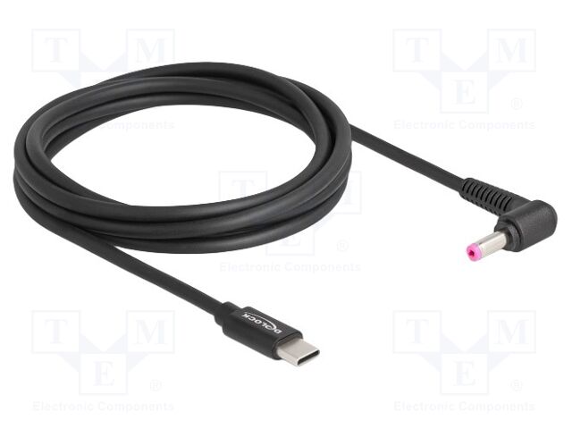 Cable; USB C plug,DC 4,8/1,7 plug; angled,straight; black; 1.5m