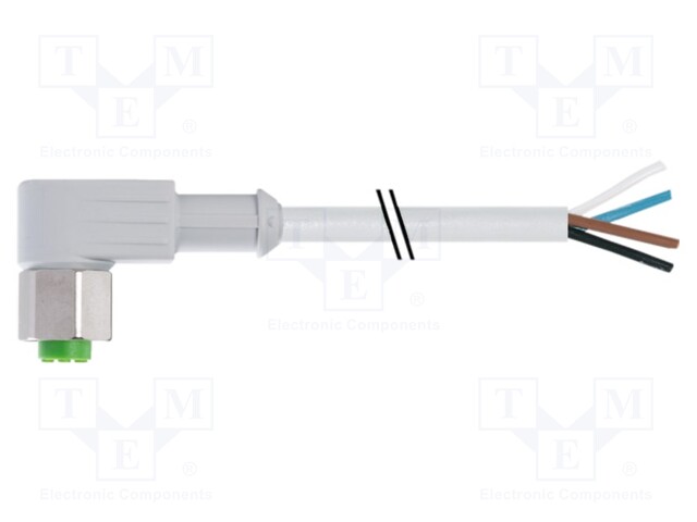 Connection lead; M12; PIN: 4; angled; 7.5m; plug; 250VAC; -25÷80°C