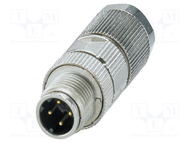 Connector: M12; plug; PIN: 4; 48V; straight; IP65; crimped; D code; 4A