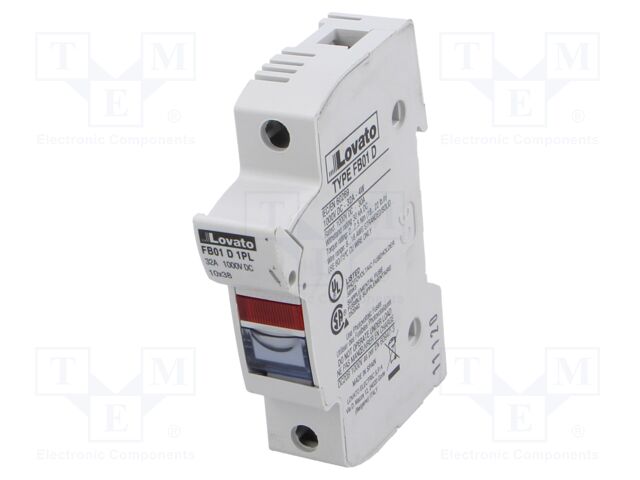 Fuse base; 10x38mm; for DIN rail mounting; 32A; Poles: 1; 1kVDC