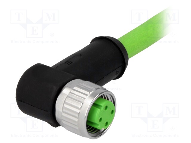 Plug; M12; PIN: 4; female; D code-Ethernet; 10m; Insulation: TPU