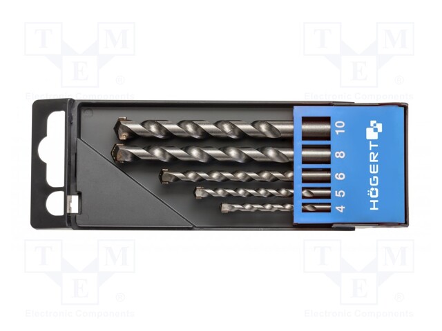 Drill set; for concrete; concrete; 4mm,5mm,6mm,8mm,10mm; 5pcs.