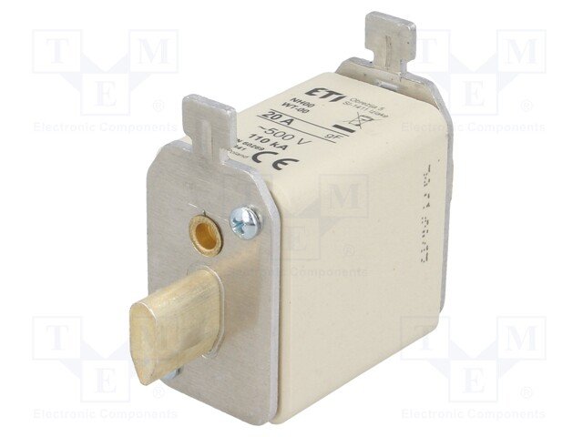 Fuse: fuse; quick blow; 20A; 500VAC; ceramic,industrial; NH00