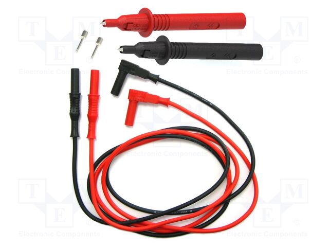 Test leads; Len: 1m; banana plug 4mm x2,both sides; black,red