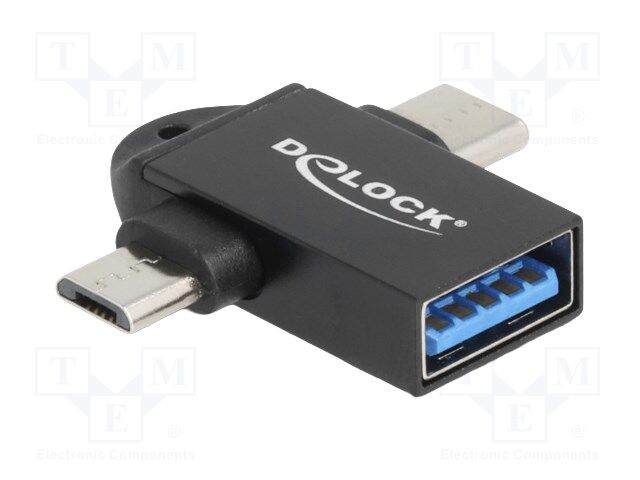 Adapter; OTG; USB A socket,USB B micro plug,USB C plug