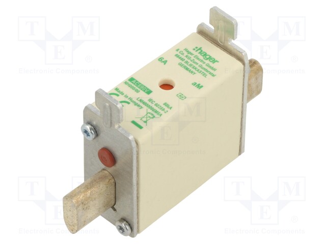 Fuse: fuse; aM; 6A; 690VAC; industrial; NH000