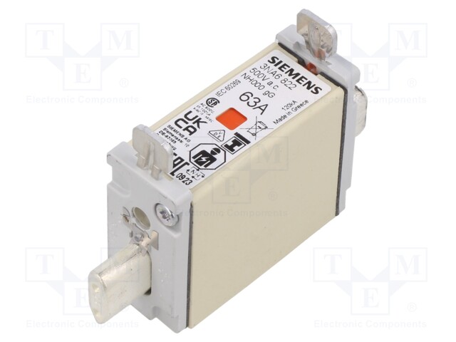 Fuse: fuse; gG; 63A; 500VAC; 250VDC; industrial; NH000; SENTRON