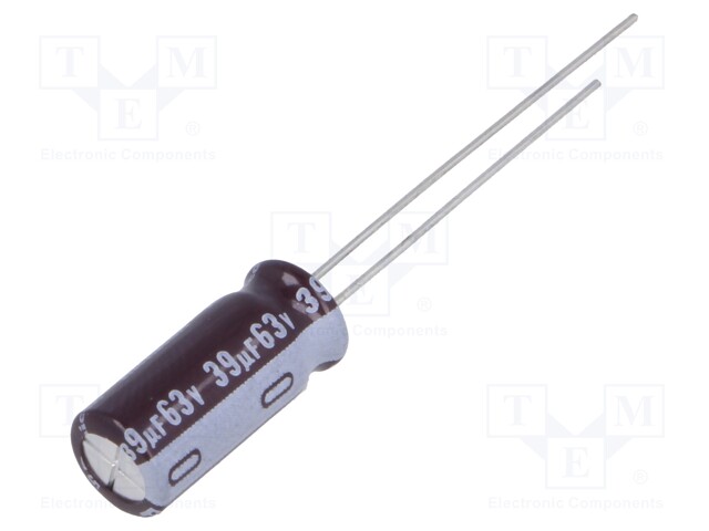 Capacitor: electrolytic; low impedance; THT; 39uF; 63VDC; ±20%