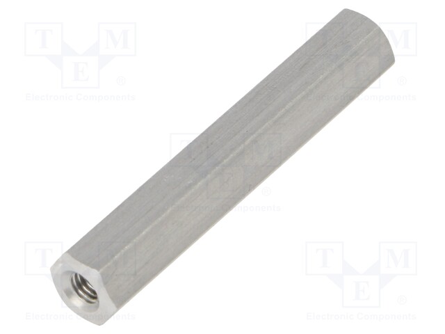 Screwed spacer sleeve; Int.thread: M3; 35mm; hexagonal; aluminium