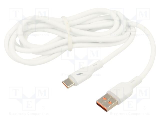 Cable; USB 2.0; USB A plug,USB C plug; nickel plated; 1.8m; white