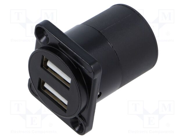 Coupler; USB A socket x2,both sides; for panel mounting,screw