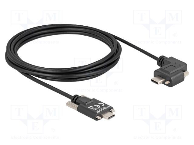 Cable; USB 2.0; USB C plug,USB C angled plug; 3m; black; 480Mbps