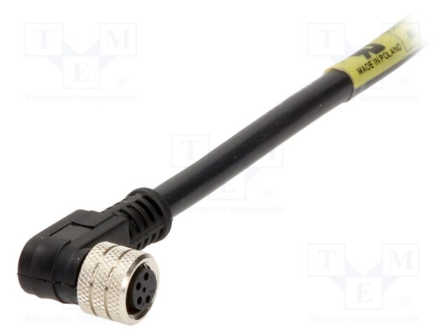 Connector: M8; female; PIN: 4; angled 90°; with lead; plug; 3A; 30V