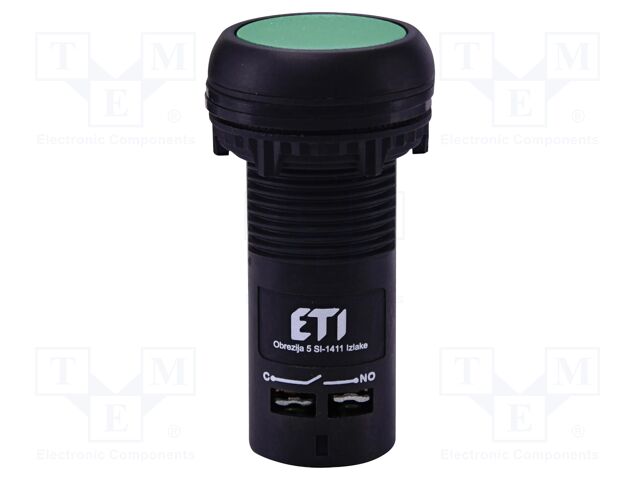 Switch: push-button; 22mm; NO; green; IP65; flat; E; Pos: 2; Ø22.5mm