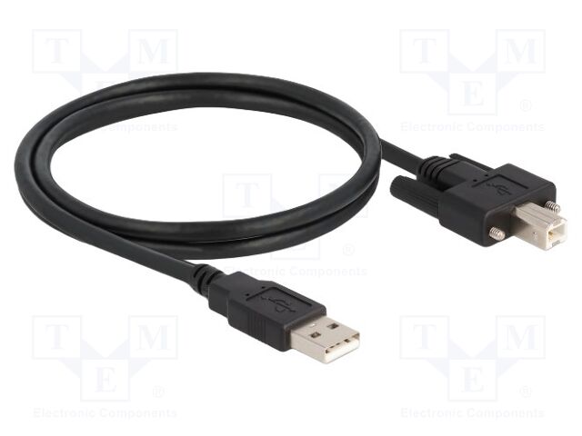 Cable; USB 2.0; USB A plug,USB B plug; gold-plated; 1m; black