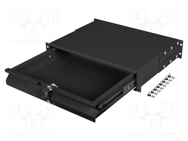 Drawer; 2U; black; screw; Standard: 19"; Y: 88mm; X: 360mm; Z: 482mm