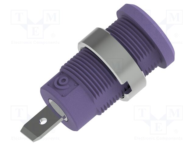 Connector: 4mm banana; socket; violet; faston terminal; insulated