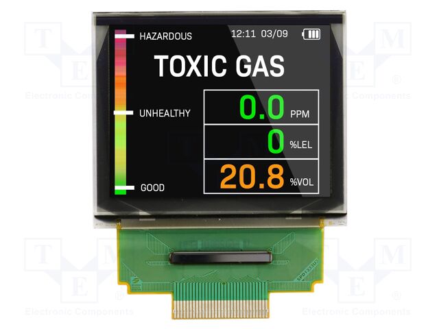 Display: OLED; graphical; 1.69"; 160x128; Dim: 39.9x34x1.6mm; RGB