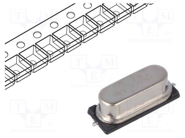 Resonator: quartz; 11.0592MHz; ±30ppm; 20pF; SMD; HC49SMD