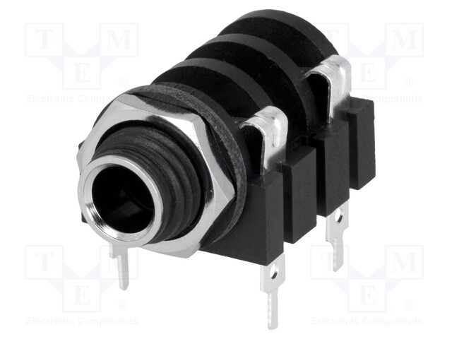 Socket; Jack 6,35mm; female; mono; with double switch; angled 90°