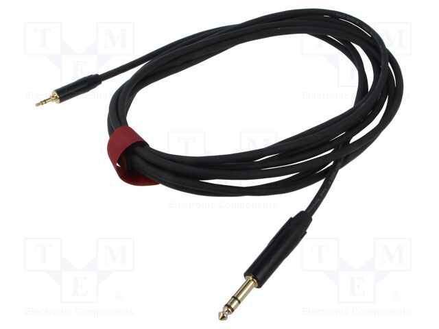 Cable; Jack 3.5mm plug,Jack 6,3mm plug; 5m; black; Øcable: 6mm
