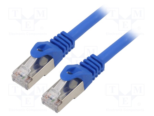 Patch cord; S/FTP; 6a; solid; Cu; LSZH; blue; 2m; 27AWG; Øcable: 5.8mm