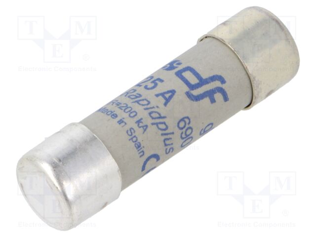 Fuse: fuse; gR; 25A; 690VAC; ceramic,cylindrical,industrial