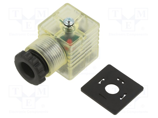 Plug for coil; PIN: 3; natural (transparent); 24V; A: 27mm; B: 28mm
