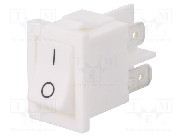 ROCKER; DPST; Pos: 2; OFF-ON; 10A/250VAC; 10A/28VDC; white; none