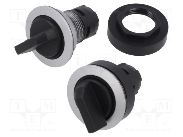 Switch: rotary; 22mm; Stabl.pos: 1; IP65; Pos: 2; Cutout: Ø22.3mm