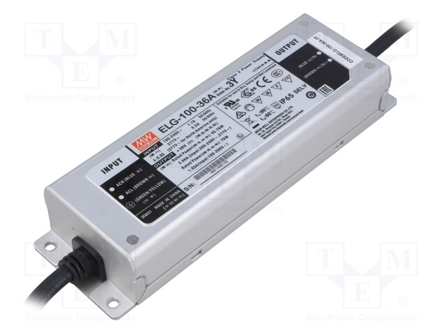 Power supply: switched-mode; LED; 95.76W; 36VDC; 32.4÷39.6VDC