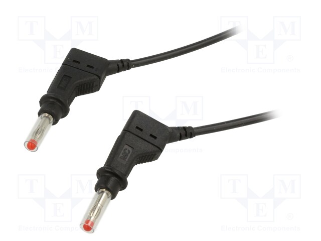 Test lead; 19A; banana plug 4mm,both sides; Len: 2m; black
