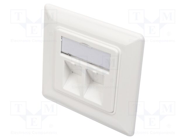 Wall socket; Keystone,angled; white; Number of ports: 2; ABS