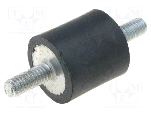 Vibration damper; M6; Ø: 25mm; rubber; L: 25mm; Thread len: 18mm