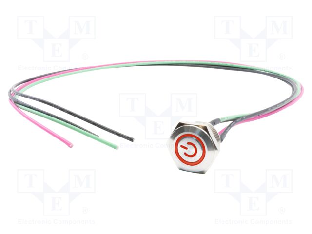 Switch: vandal resistant; SPST-NO; 2A/36VDC; IP67; OFF-(ON); Ø16mm