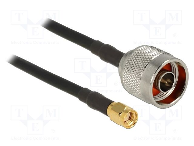Cable; 100mm; N male,SMA male; black; Øcable: 4.95mm; 50Ω