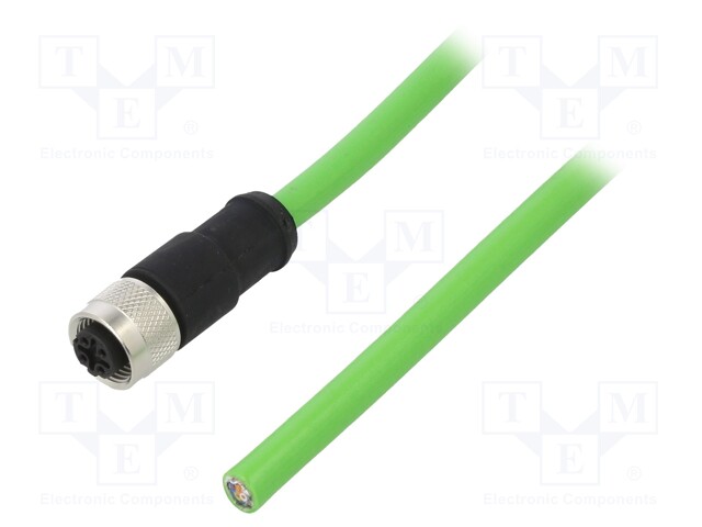 Plug; M12; PIN: 4; female; D code-Ethernet; 2m; Insulation: PUR; IP67