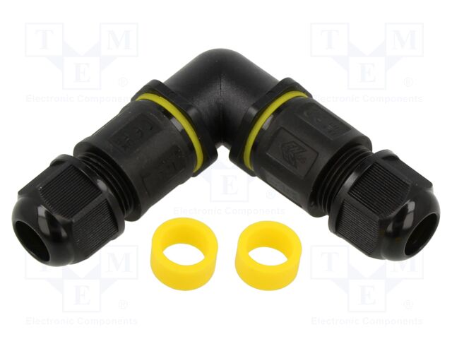 Connector: AC supply; snap-on; IP68; Body: black