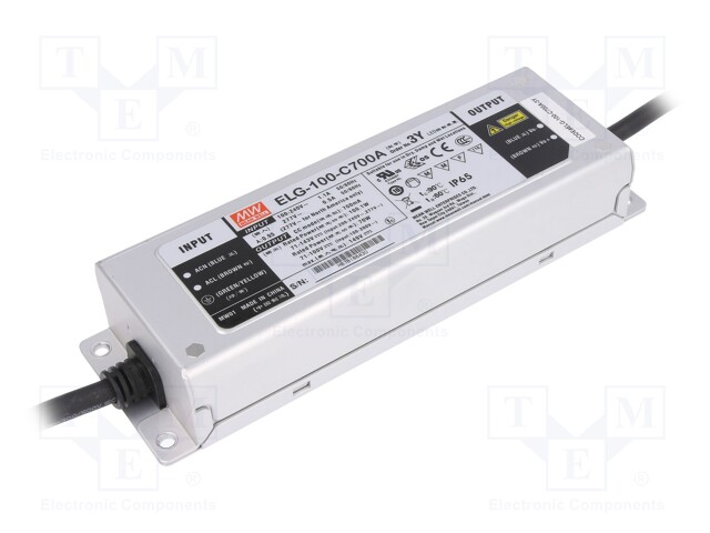 Power supply: switched-mode; LED; 100.1W; 71÷143VDC; 350÷700mA