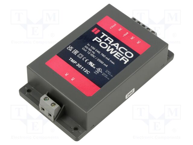 Converter: AC/DC; 30W; Uout: 12VDC; Iout: 2.5A; 80%; Series: TMP 30
