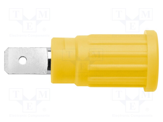 Socket; 4mm banana; 32A; 1kV; yellow-green; nickel plated; 34.8mm