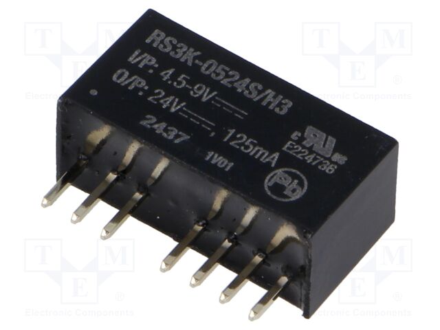 Converter: DC/DC; 3W; Uin: 4.5÷9V; Uout: 24VDC; Iout: 125mA; SIP8