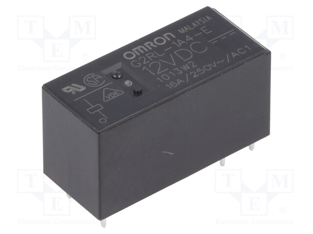 Relay: electromagnetic; SPST-NO; Ucoil: 12VDC; 16A/250VAC