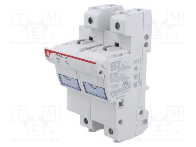 Fuse holder; cylindrical fuses; 22x58mm; Mounting: DIN; 100A; IP20