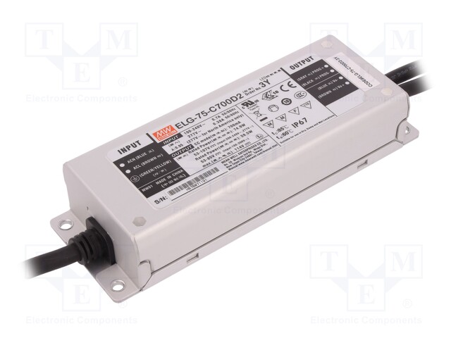 Power supply: switched-mode; Communication: DALI; LED; 74.9W; IP67