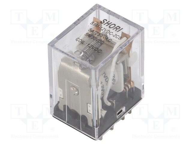 Relay: electromagnetic; DPDT; Ucoil: 12VDC; 5A/277VAC; 5A/30VDC
