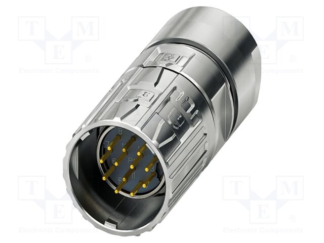 Connector: M23; plug; PIN: 12; crimped; straight; M23 PRO; 8A; 150V