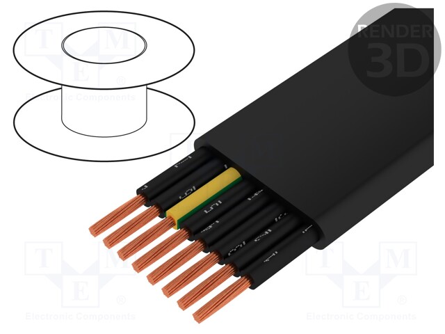 Wire; stranded; Cu; H07VVH6-F; 8G2,5mm2; unshielded; black; PVC