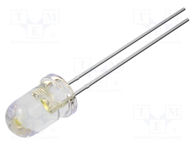 LED; white; 5mm; 70000mcd; 15°; Front: convex; 2.7VDC; No.of term: 2